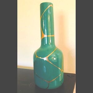 Brand new Vase retro teal green and gold